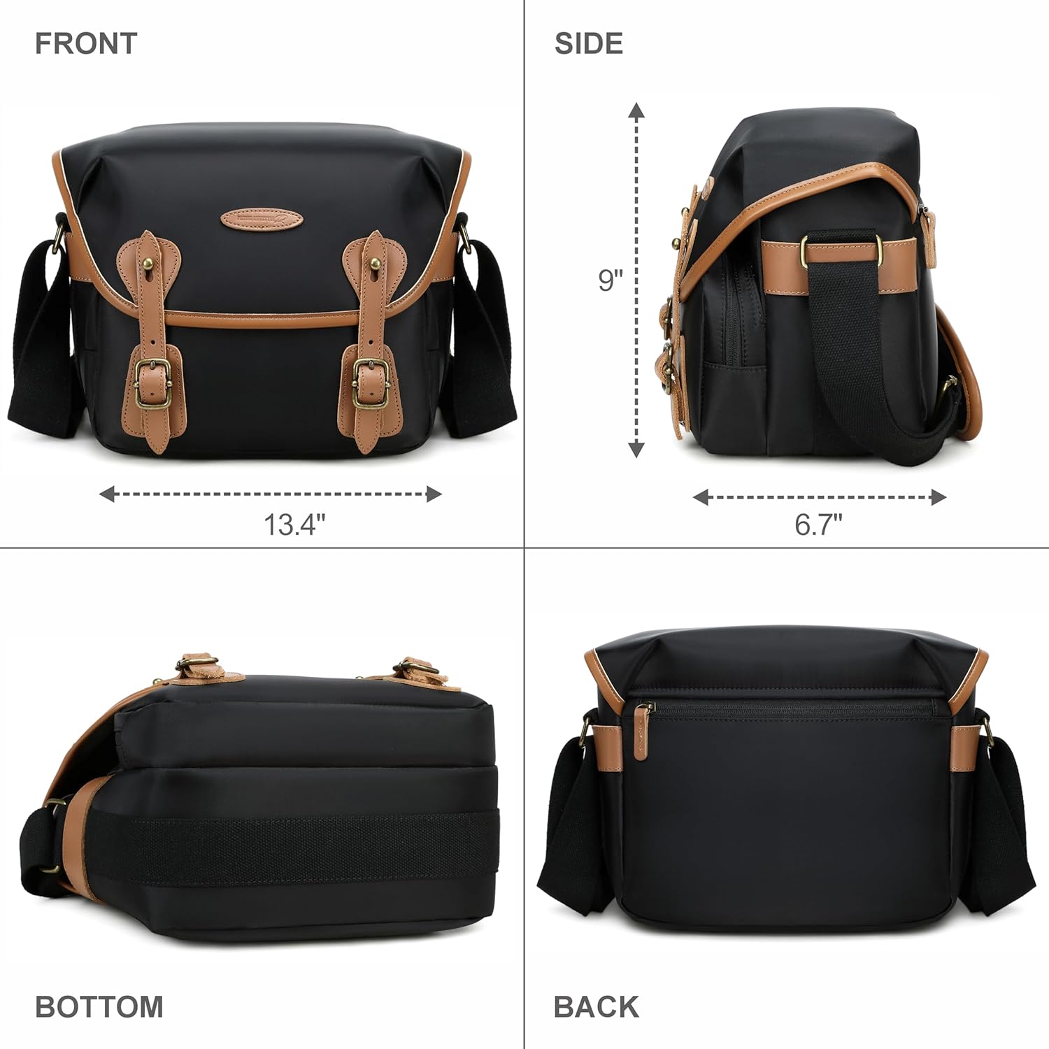 Padwa Lifestyle Black Sling Camera Bag - Waterproof Nylon Crossbody Photography Bags with Thick Shell,Fleece Compartments & Wide Padded Strap,Safety Protection for Photographers Camera,Lens & Drone