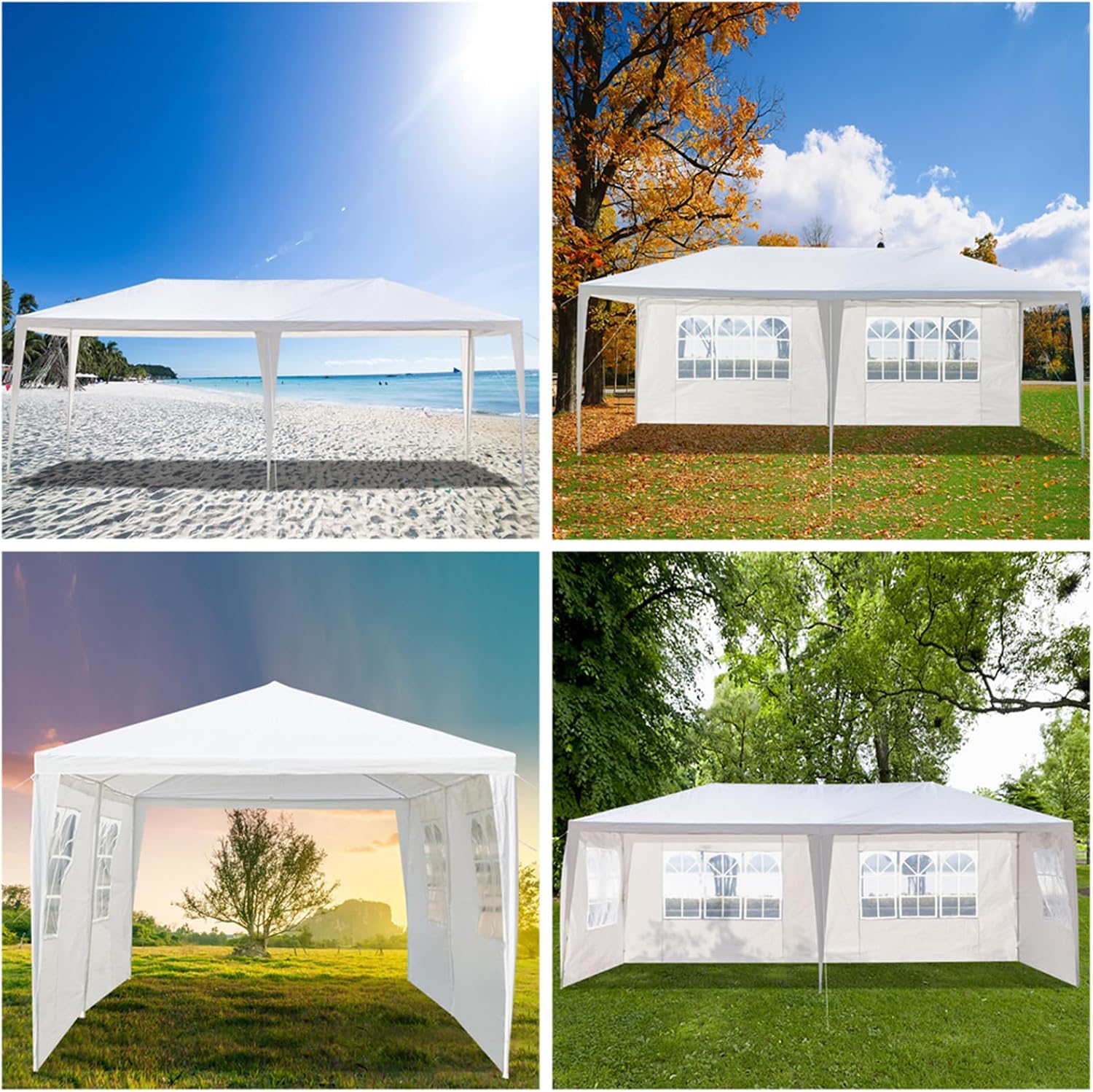 10'x20'Party Canopy Tent, Outdoor Tent with 4 Removable Sidewalls, Waterproof Shelters Gazebo for BBQ, Birtheday Party, Wedding, Events, Backyard, Garden and Patio (10'X20'+4 Sides White)