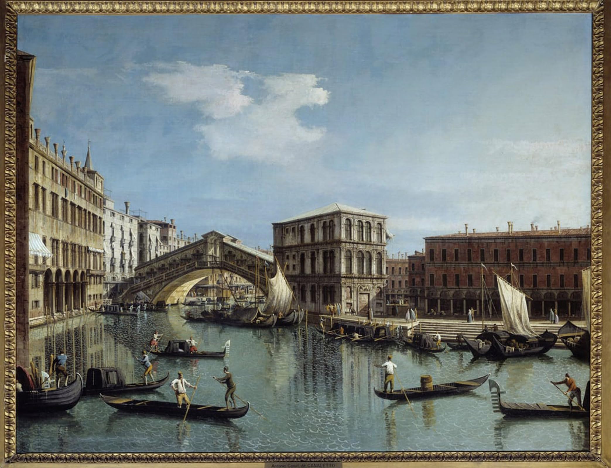 POSTERIIk Famous Modern Artwork Art Mural the Rialto Bridge by Canaletto Oil Paintings Pictures for Home Decor 60x90cm
