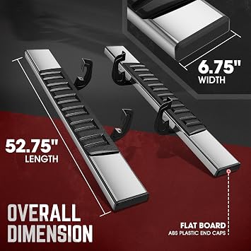 DNA Motoring 6.75 Wide Flat Running Boards Side Step Bars Compatible with 2007-2018 Chevy Silverado GMC Sierra 1500/2007-2019 Silverado Sierra 2500HD 3500HD 2-Dr Standard Cab,STEPB-A-0004