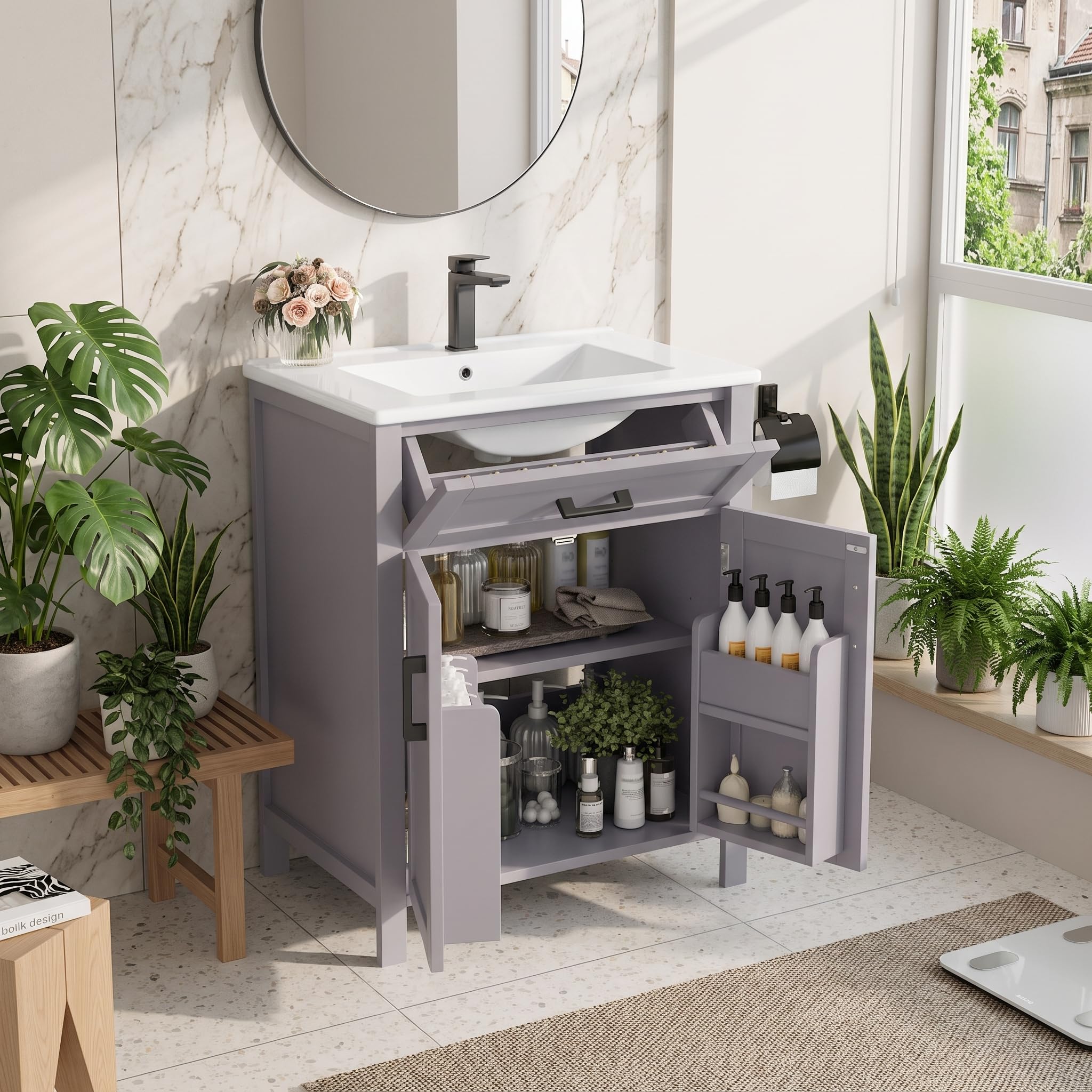 Mueble de baño con lavabo integrado de 60 cm para renovar y organizar tu aseo