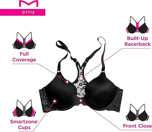 Miniatura 4 de Maidenform Brasier de espalda cruzada para mujer con moldeo y soporte, sujetadores con aros de ajuste único para mujer, ligeramente forrado, cierre