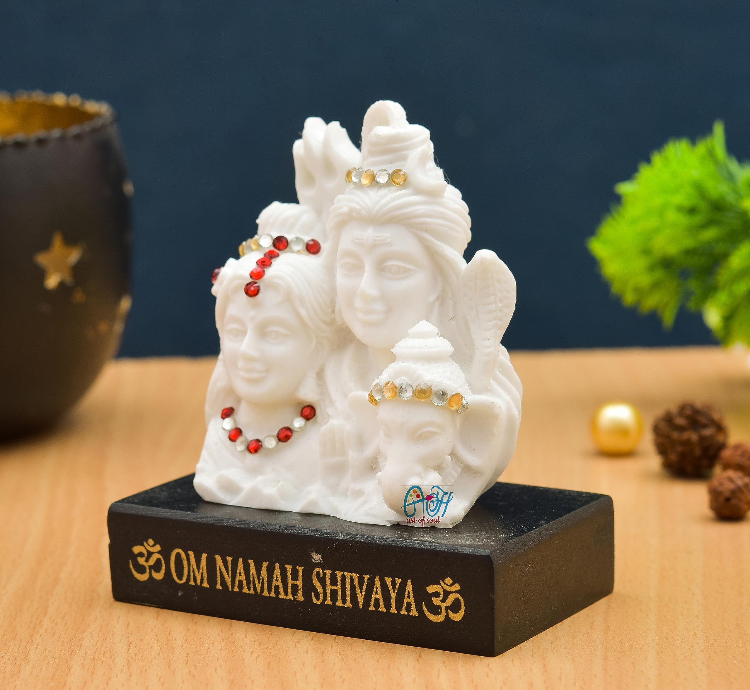 Archna Handicraft Polyresin White Shiv Parivar with Stand for Car Dashboard Home Decor Gifting Diwali Birthday Festivals 3.5 x 3 Inches(120 gm), Religious - Image 2 thumbnail