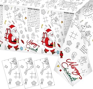 PADELO 3 Pack Giant Merry Christmas Coloring Tablecloth - Large Xmas Coloring Poster, DIY Snowman Paper Tablecloth Jumbo Banner Craft for Christmas Activity Party Supplies Favors Props, 54x108 Inch