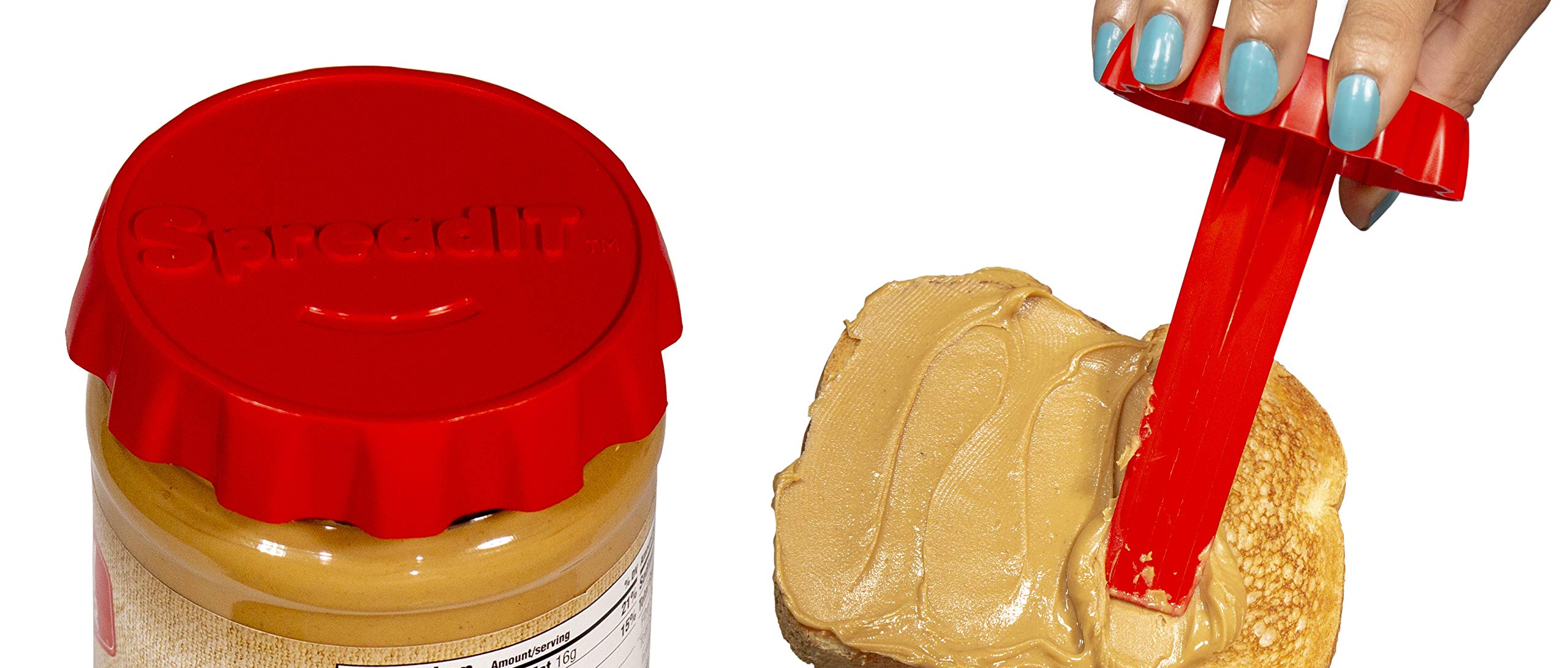 SpreadIT: Stirrer, Spreader, Jar Lid and Kitchen Tool for Peanut Butter and Mayonnaise. Avoid Cleaning Knives, Make Snacks Portable!