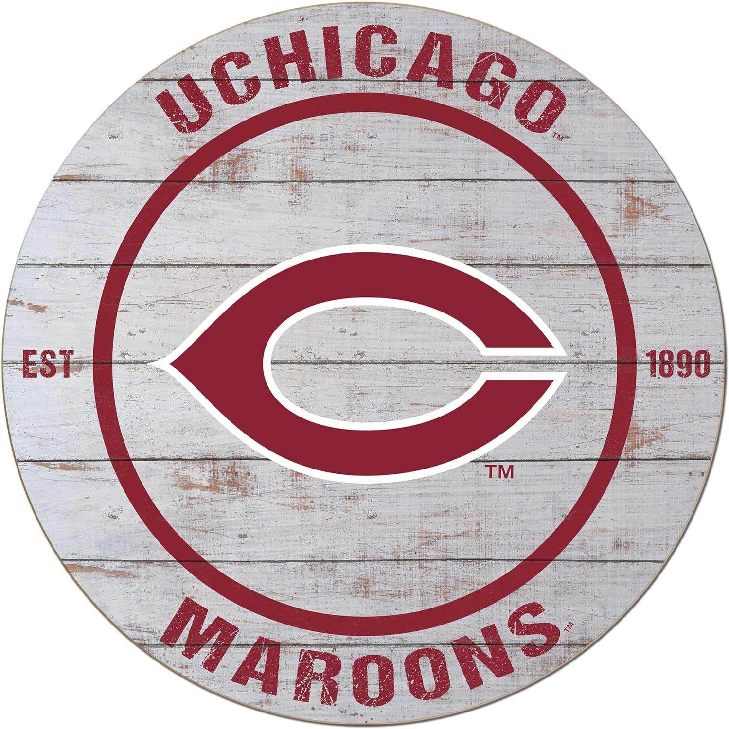KH Sports Fan Chicago Maroons Weathered Circle Sign, 20x20 Inches, Maroons Decor for Dorm Room, Fan Cave, Living Room; Display Your Team Spirit with This University of Chicago Maroons Wall Art
