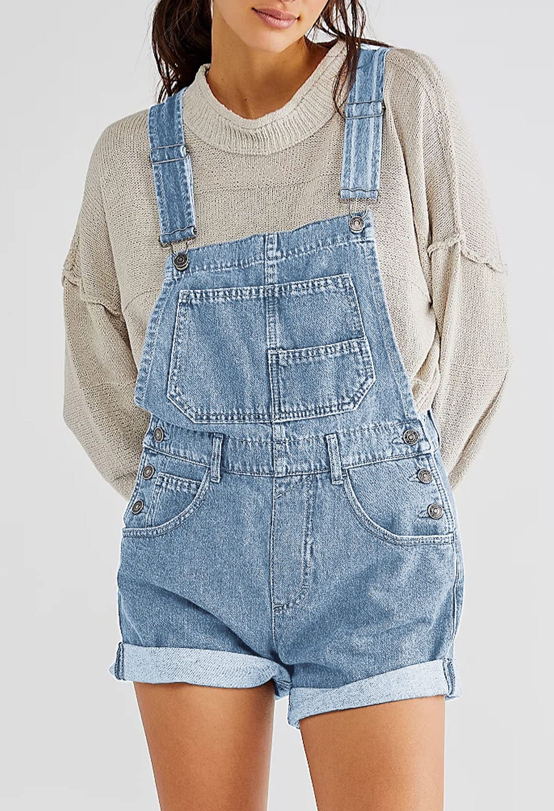 Sovoyontee Damen Jean Shortalls Träger Denim Overalls Shorts Strampler Jumpsuits