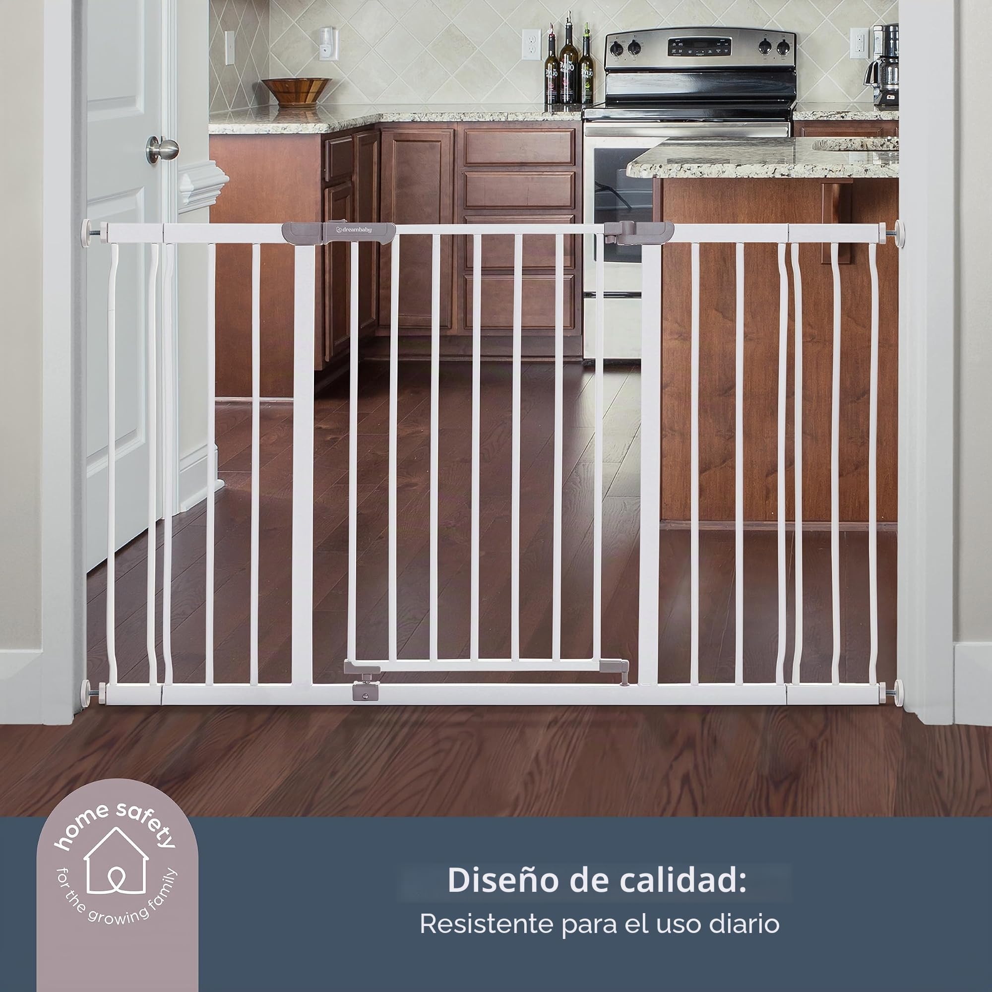 Dreambaby AVA - Puerta de Escalera Extra Ancha para bebés, se Adapta a Aberturas de 99 a 132,5 cm, 76 cm de Alto. Puerta de Escalera Ancha para Perros y bebés. Puerta de Seguridad montada a presión,