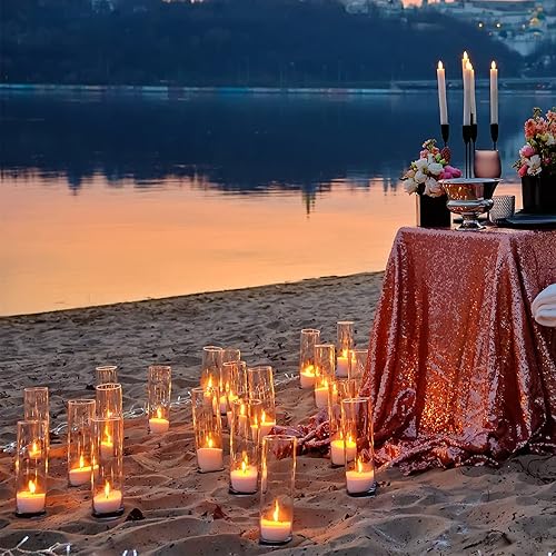 Miniatura 4 de Didaey Paquete de 16 jarrones cilíndricos de vidrio transparente, portavelas flotantes altos, jarrones cilíndricos transparentes a granel para