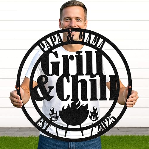 Miniatura 48 de Letrero de metal personalizado para barbacoa, letrero con nombre de bar personalizado para patio trasero, decoración de parrilla al aire libre,