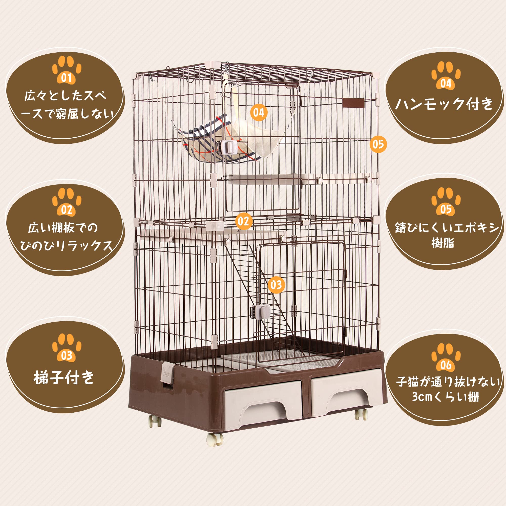 Amazon.co.jp: OSJ 猫 ケージ キャットケージ 猫ゲージ トイレ付き 