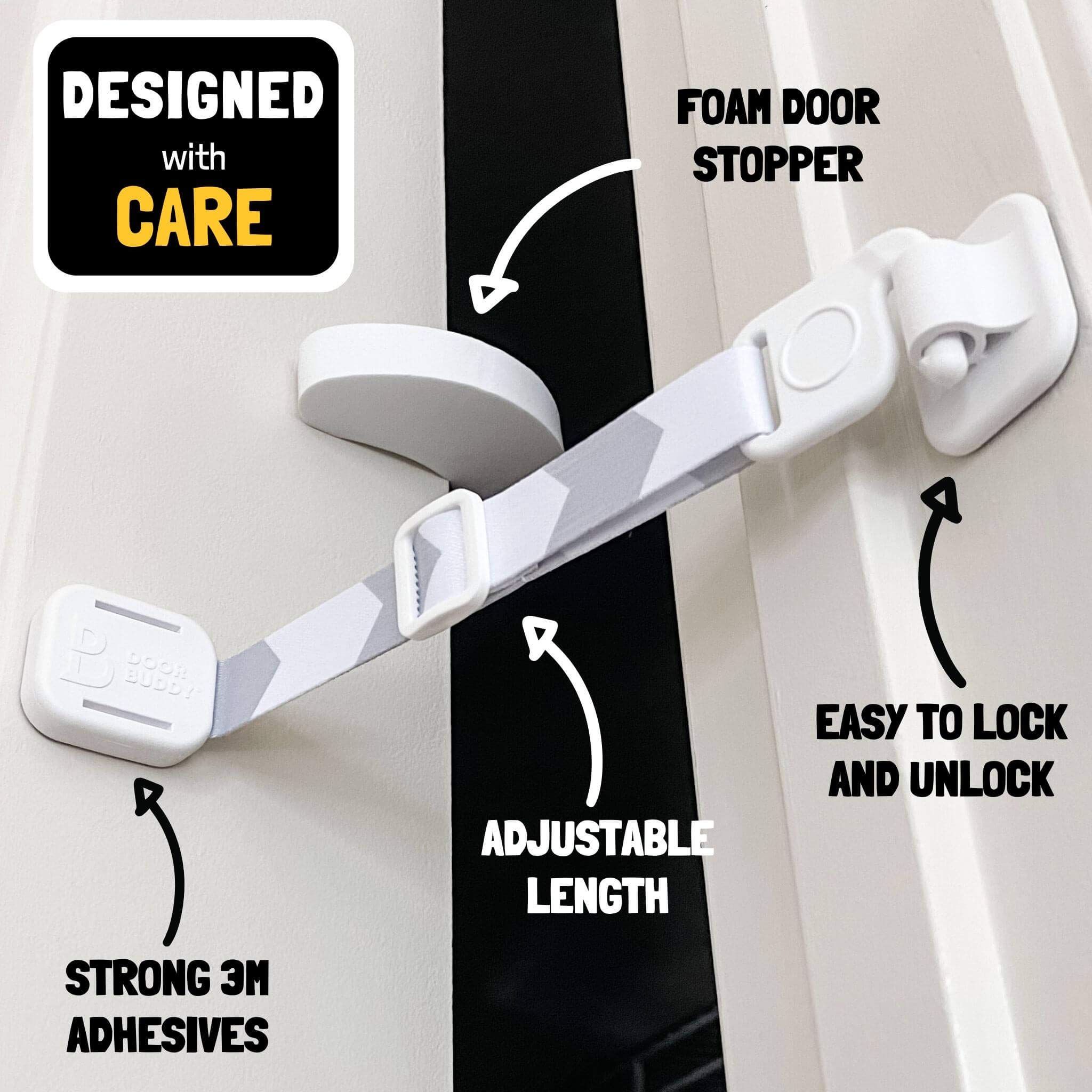 Door Buddy Door Latch Plus Door Stopper. Keep Dog Out of Litter Box and