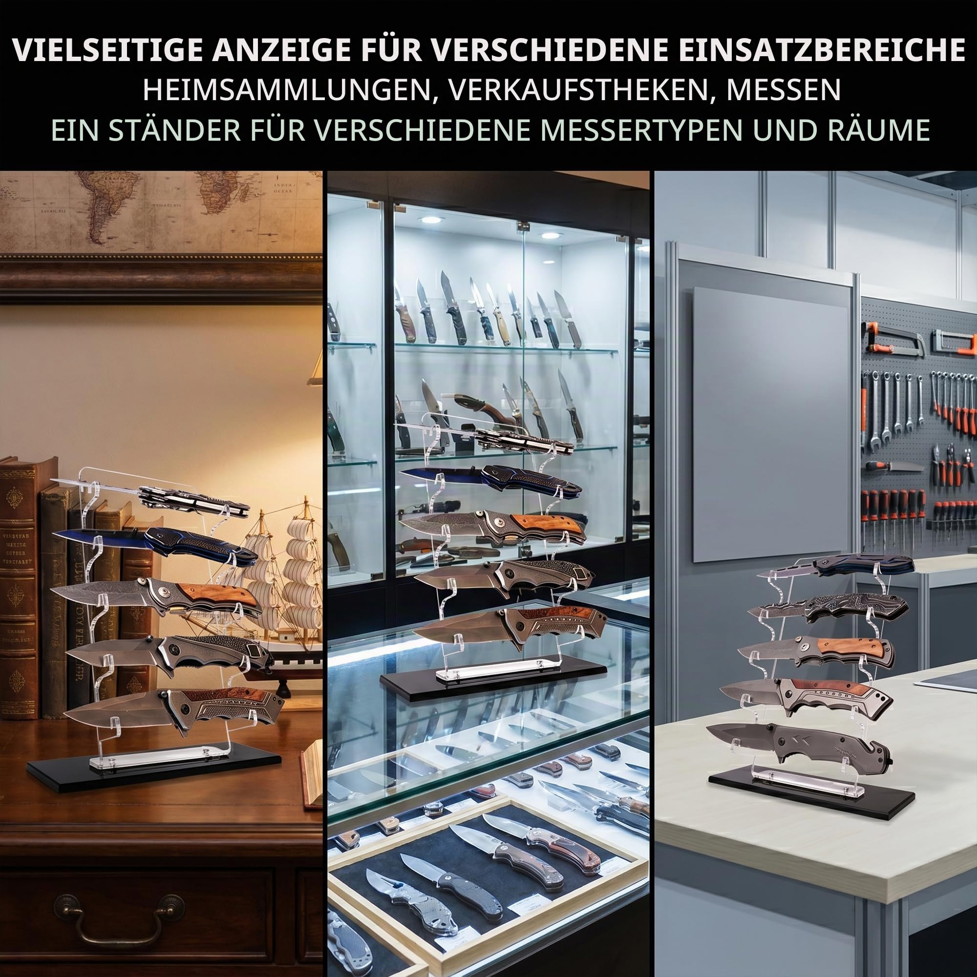 Taschenmesser-Display und Halter - Acryl-Messer-Präsentationsständer für Organizer und Ausstellungshütte - Heimdekoration (1)