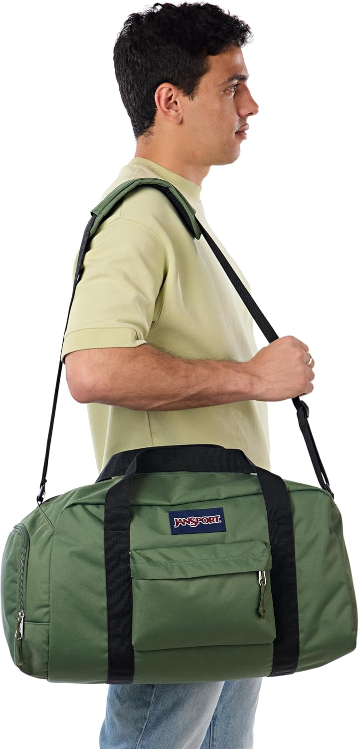 JanSport Weekender Medium Duffel - Travel or Gym Bag, Durable Weekender with Front Utility Pocket & Side Grab Handles - Cargo Green - Image 4