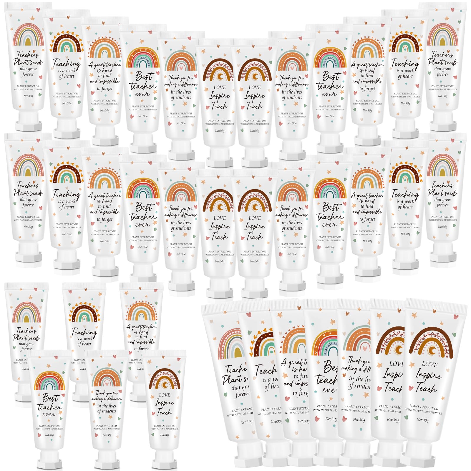 Dansib 24 Pcs Teacher Appreciation Gift Bulk Hand Cream Boho Rainbow Teacher Employee Staff Appreciation Hand Lotion Team Gift Bulk Travel Size Lotion