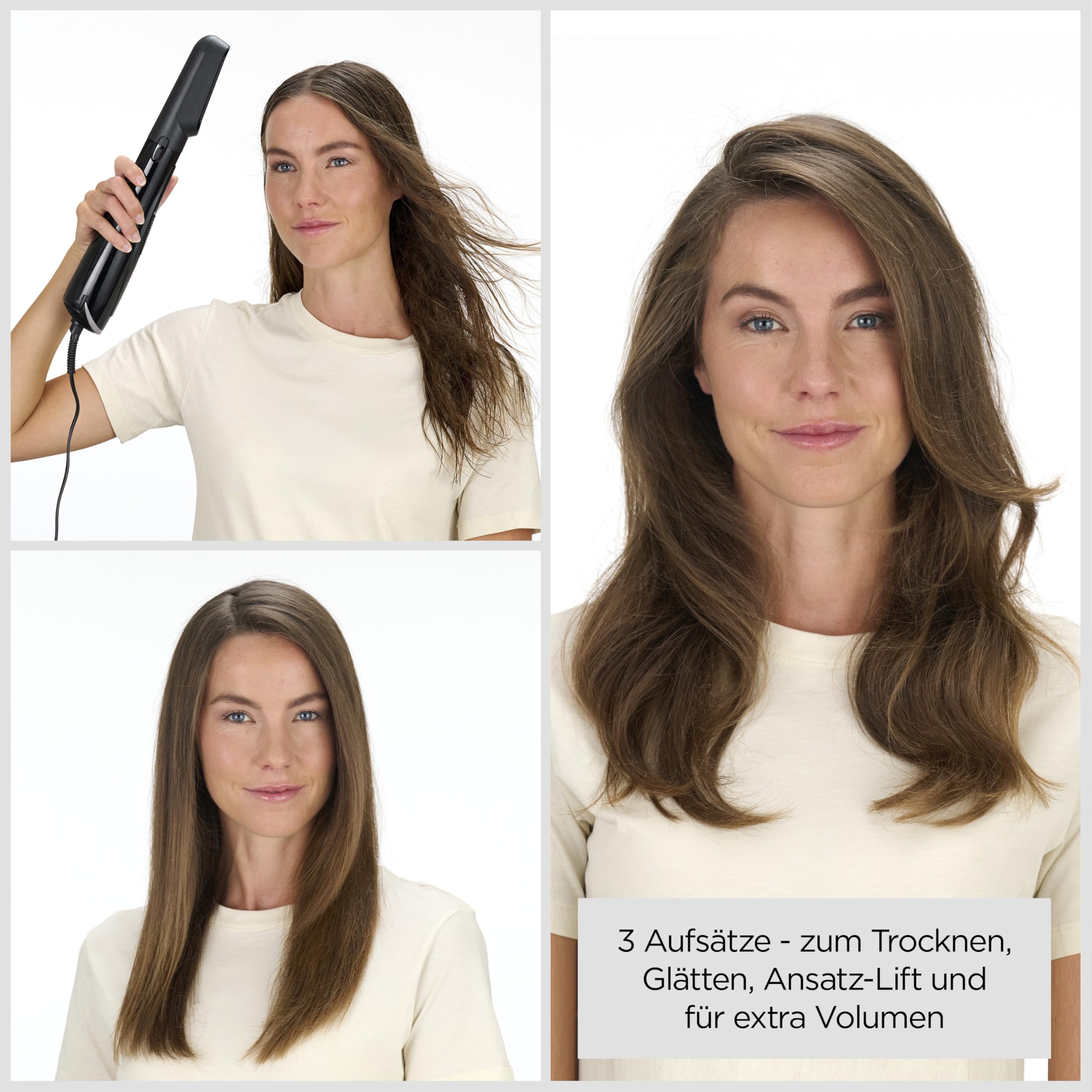 BaByliss Style Smooth 1000, 3-in-1 Warmluftbürste zum Föhnen, Glätten und für Volumen, 1000W, AS128E