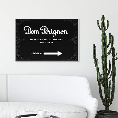 Miniatura 8 de The Oliver Gal Artist Co. Drinks and Spirits - Lienzo decorativo con texto en inglés "Dom P Road Sign Night", color negro, blanco