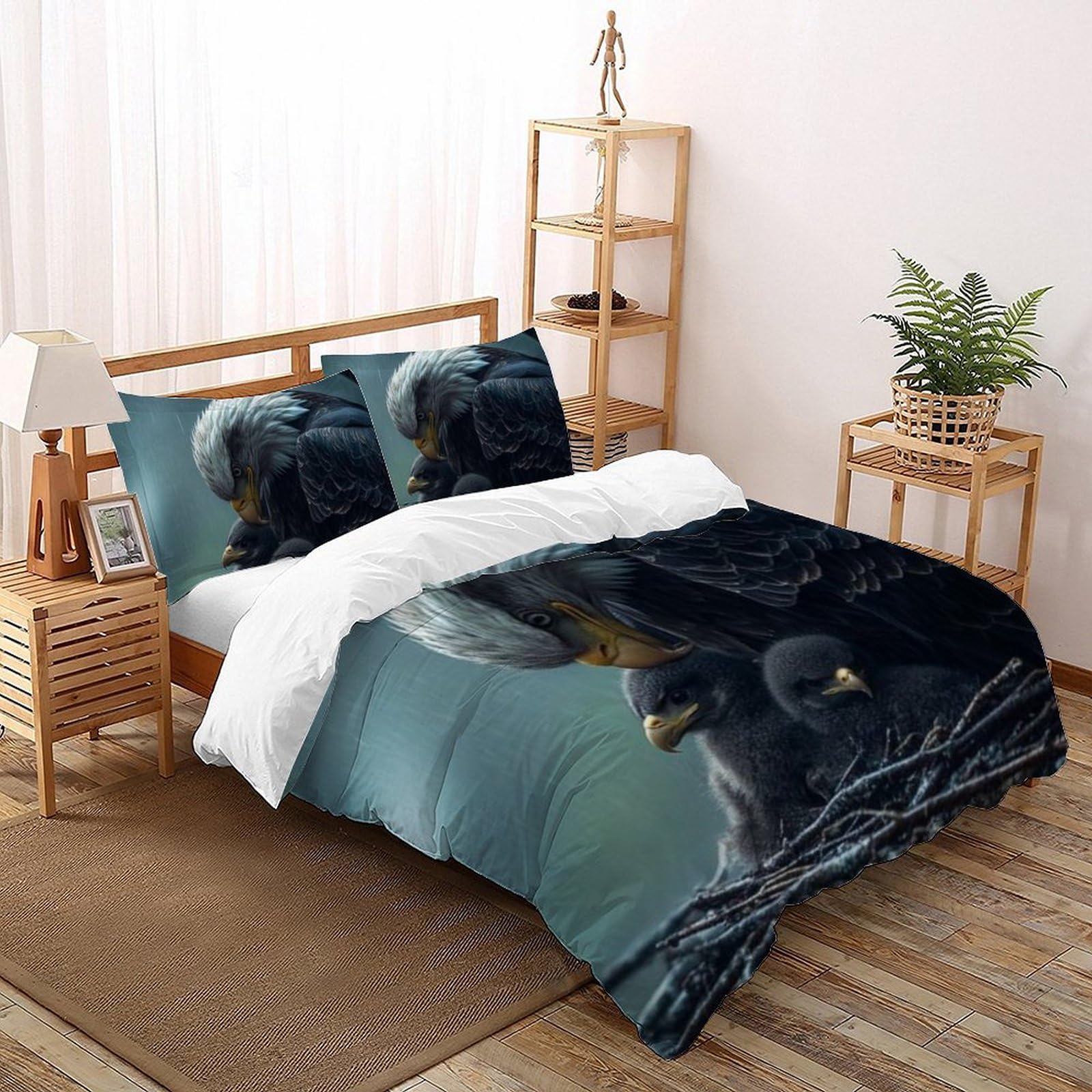Housse de couette King 220x240cm animaux imprimé 3D Le Faucon Literie microfibre