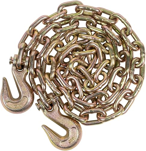 Miniatura 5 de Mytee Products Cadena de carpeta de grado 70 de 38 pulgadas x 6 pies con ganchos de agarre de horquilla, cadena de remolque de transporte G70,