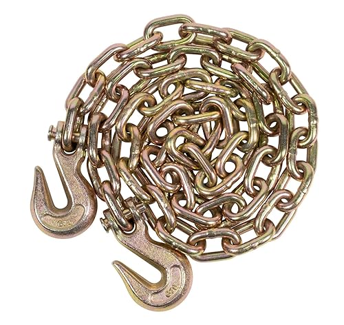 Miniatura 4 de Mytee Products Cadena de 38 pulgadas x 16 pies de grado 70 con ganchos de agarre de horquilla  Cadena de remolque de transporte G70  Límite de carga
