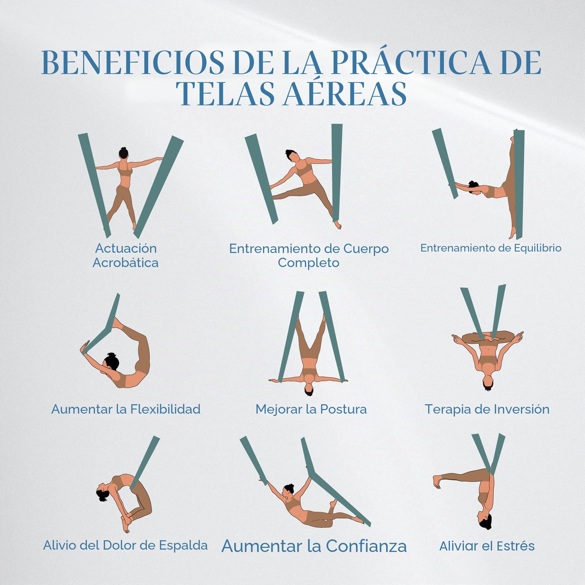 Kit de sedas aéreas de 11 yardas, sedas Ariel duraderas con hardware, giro y guía, columpio aéreo para yoga acrobático y todos los niveles (hamaca de yoga aéreo, punto de aparejo aéreo de
