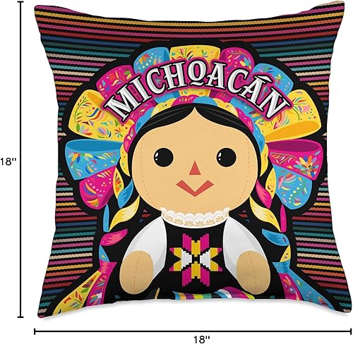 Miniatura 6 de Mi Querido México Michoacán Monita Muneca Maria de Trapo Mexicana - Cojín de 15.7 x 15.7in, multicolor