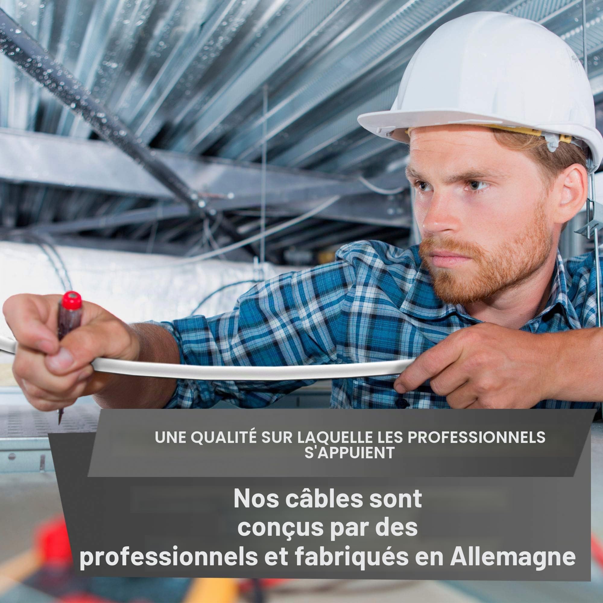 Câble d'alimentation NYM-J anti-humidité - 5, 10, 15, 20, 25, 30, 35, 40, 50, 60, 70, 75, 80, 90 ou 100 m - Câble gainé NYM-J 3 x 1,5 mm² - Anneau pour une pose fixe (20 m)