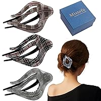 Vista 10 de 3 piezas de pinzas de cabello francesas Concord para mujeres - Pinzas curvas de agarre fuerte y antideslizantes para cabello grueso y fino