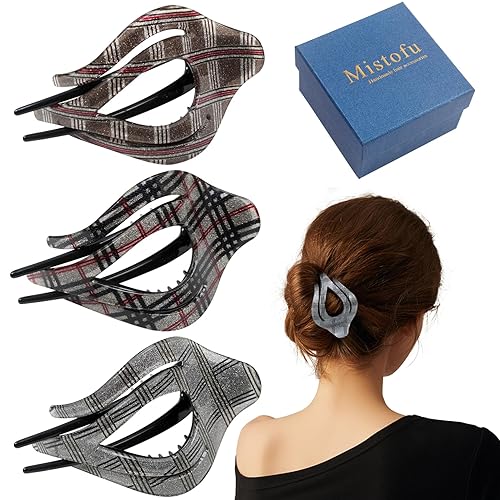 Miniatura 10 de 3 piezas de pinzas de cabello francesas Concord para mujeres - Pinzas curvas de agarre fuerte y antideslizantes para cabello grueso y fino