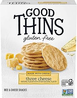 GOOD THINS Three Cheese Rice & Cheese Snacks Gluten Free Crackers, Snack Crackers, 3.5 oz