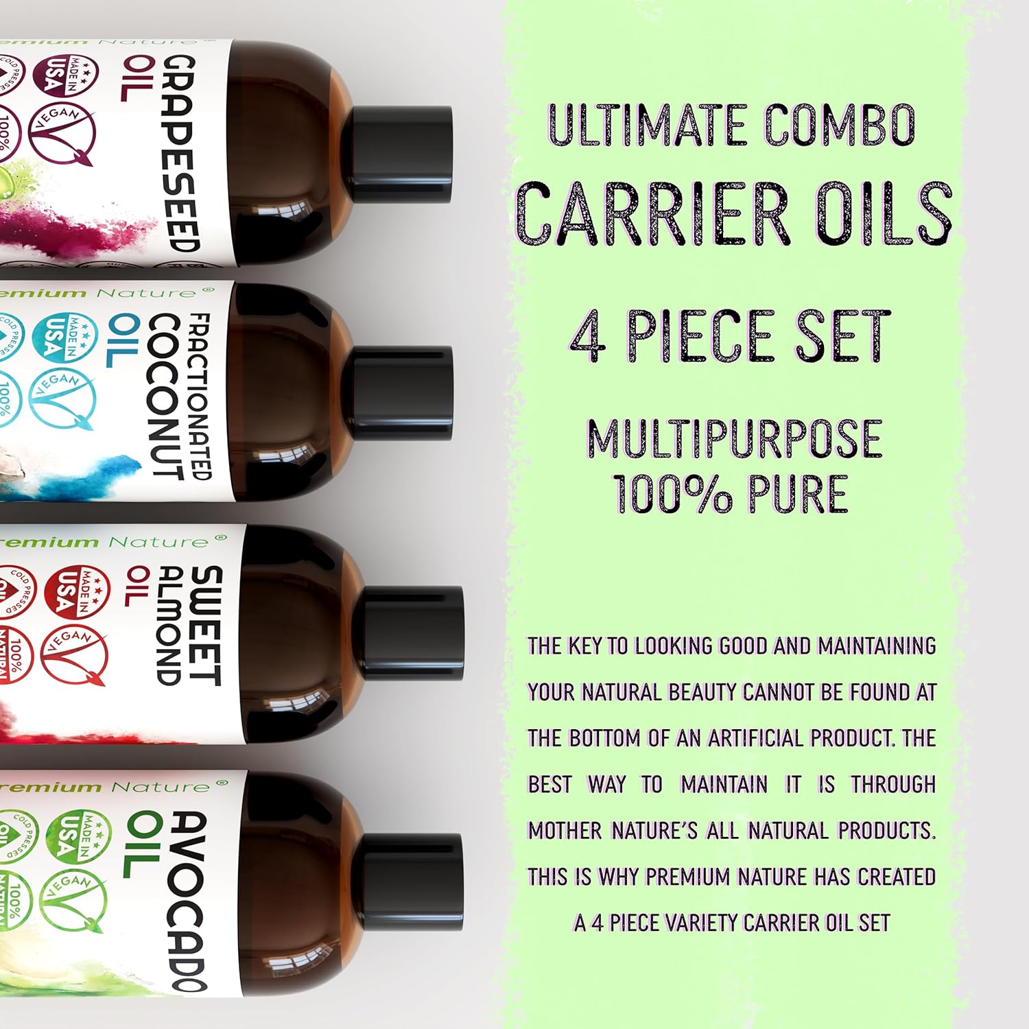 Carrier Oils for Essential Oil 4 Piece Variety Pack Valentine's Day Gift Set Best Carriers for Essential Oilss Mixing for Skin Product for Stretch Mark Dry Skin Moisturizer Hair Cosmetics 8oz Each