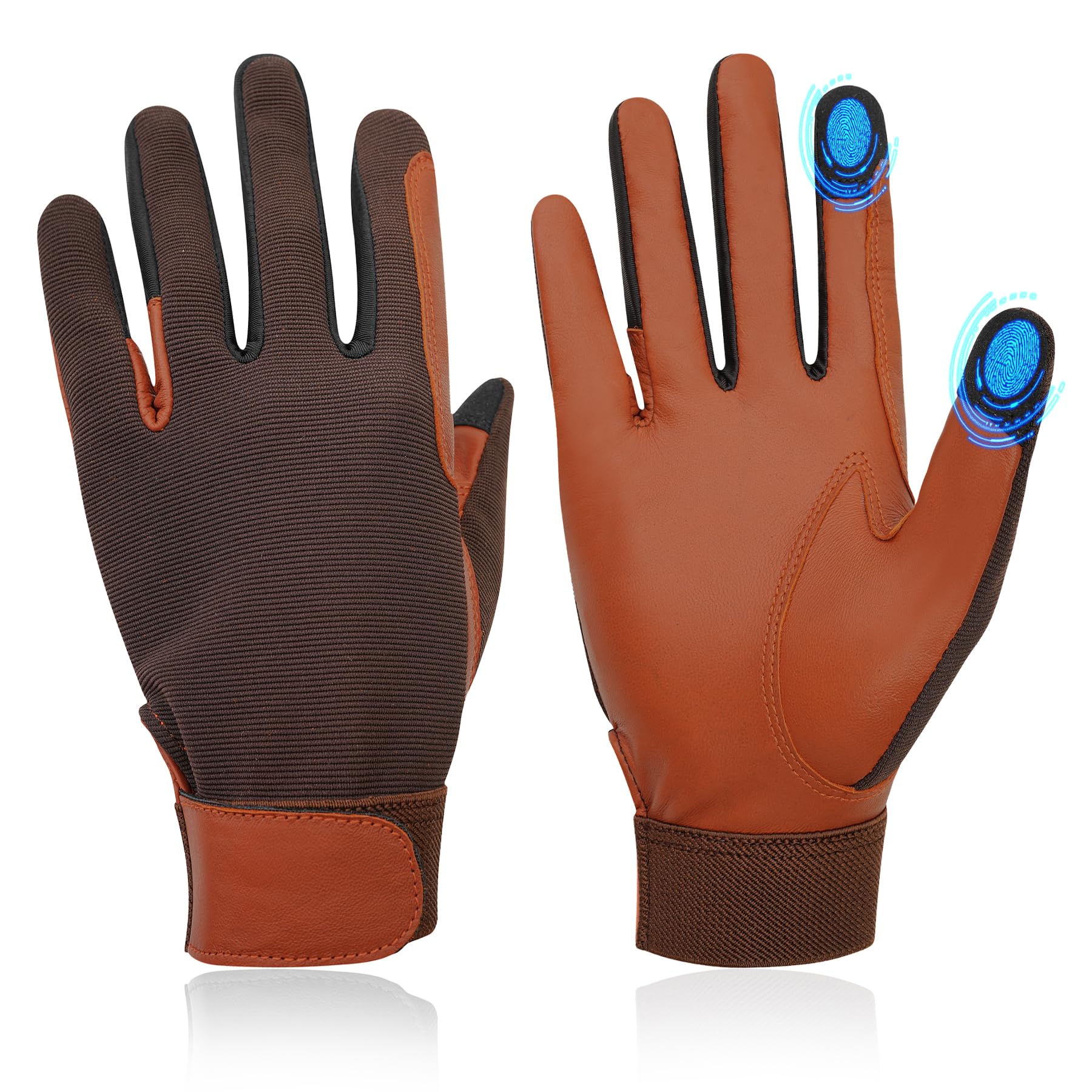 Thapower Guantes de equitación 100% cuero para mujer, resistentes al viento y transpirables, guantes de equitación