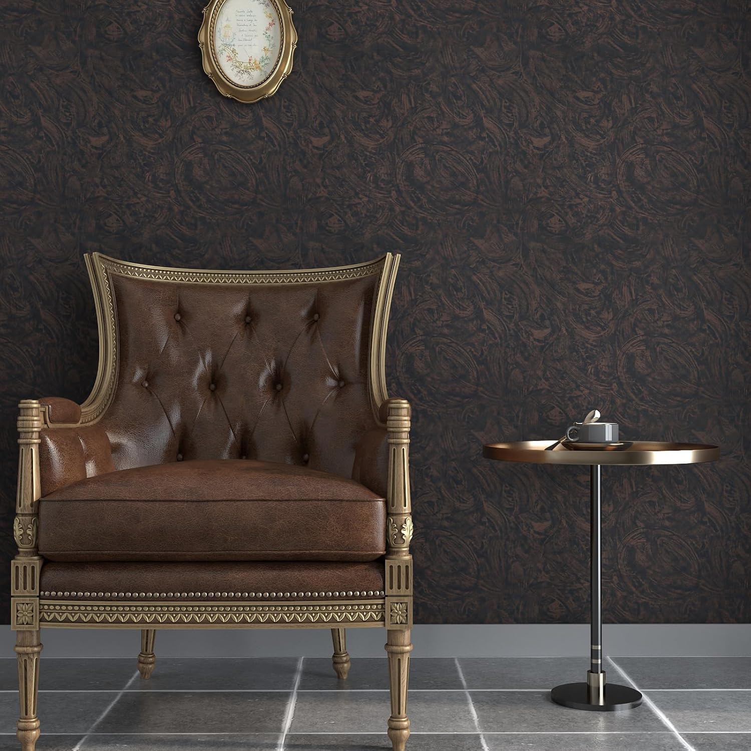 VaryPaper 32''x354'' Large Size Black Brown Concrete Wallpaper Industrial Concrete Contact Paper for Walls Removable Self Adhesive Cement Wallpaper Waterproof Limewash Wall Paper for Bedroom Bathroom