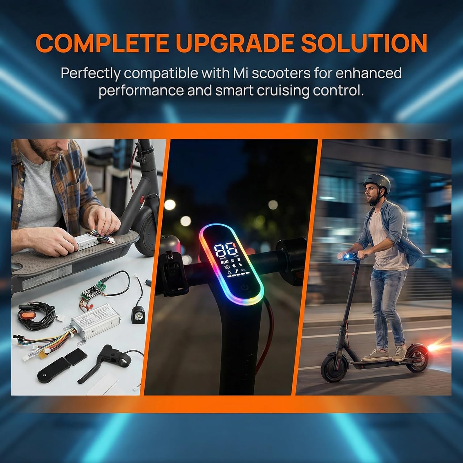 Controller Dashboard Accelerator Sets, 36V 350W Electric Scooter Controller Kits With Led Display, Controller Remote Control Electric Scooter Controller Board Kit (A（5-piece set）)