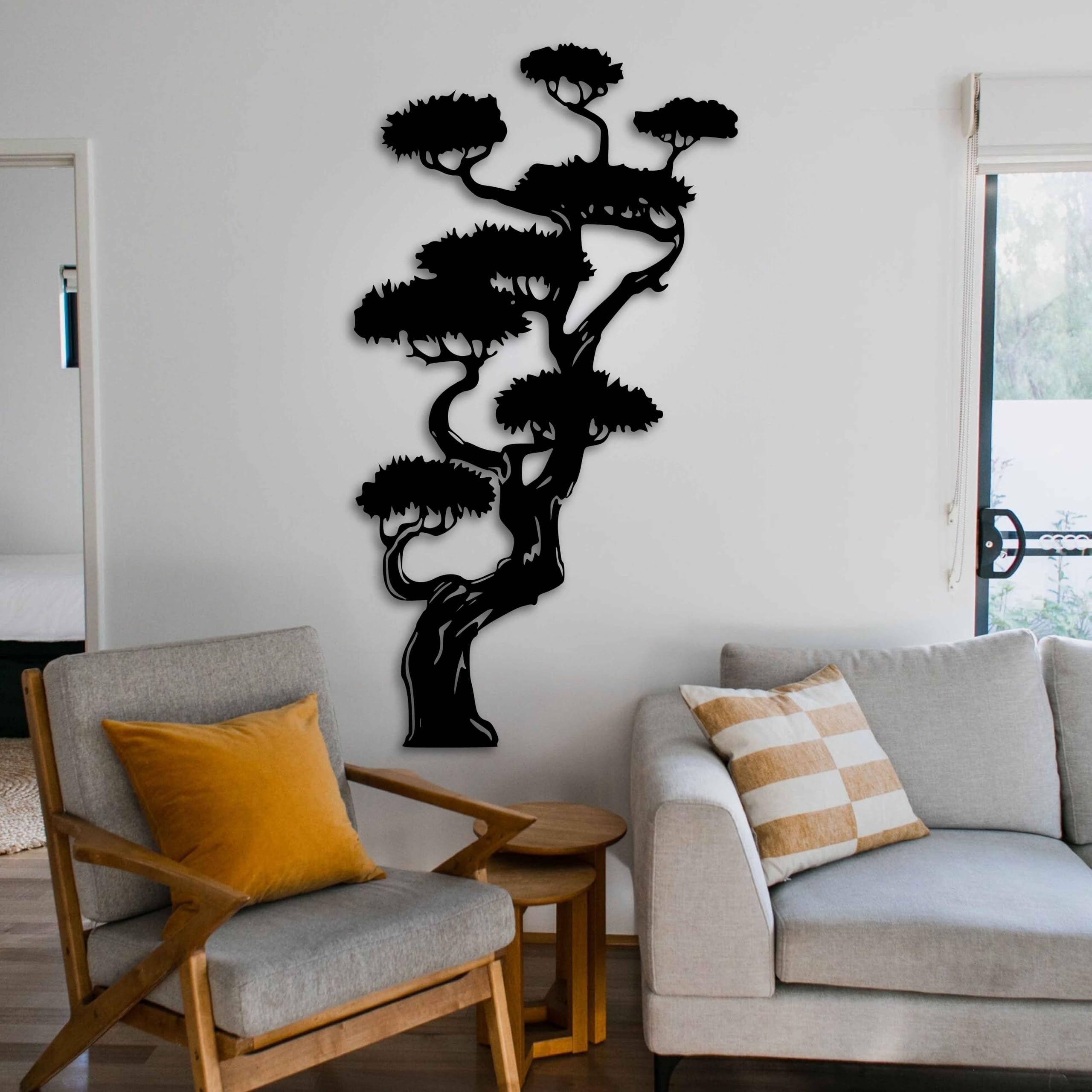 KAWA METALWORKS Extra großer Baum aus Metall, Wanddekoration, Bonsai-Baum, Metall-Wandkunst für drinnen und draußen, Einweihungsgeschenk für Naturliebhaber, Bauernhaus – Hütte Wandkunst