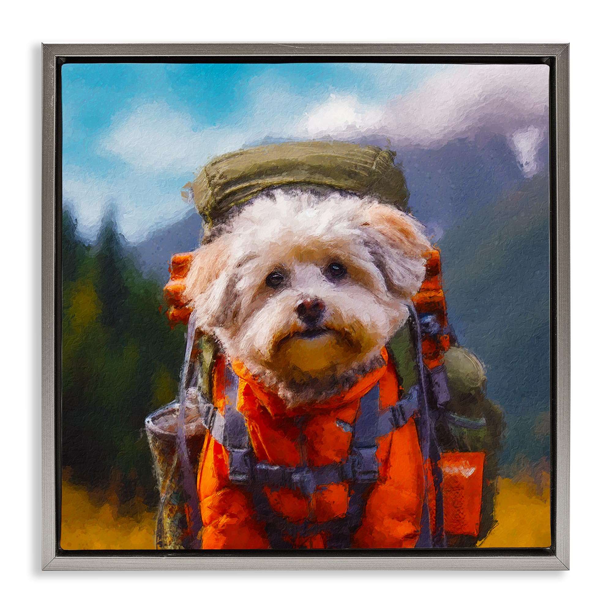 'Adventuring Hiker Dog'| Floating Frame Canvas Art