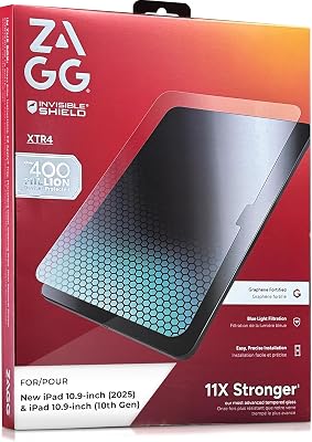 ZAGG XTR4 Glass Screen Protector for iPad 11th A16 2025 [11 Inch] / 10th Generation 2022 10.9 Inch - 11X Stronger Tempered Glass Graphene, Impact & Scratch Protection, Blue-Light Filter, Easy Install