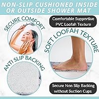 Vista 2 de ENKOSI Alfombra antideslizante para ducha y baño Loofah - Comodidad acolchada suave - Sin ventosas para bañeras lisas o texturizadas - Drenaje