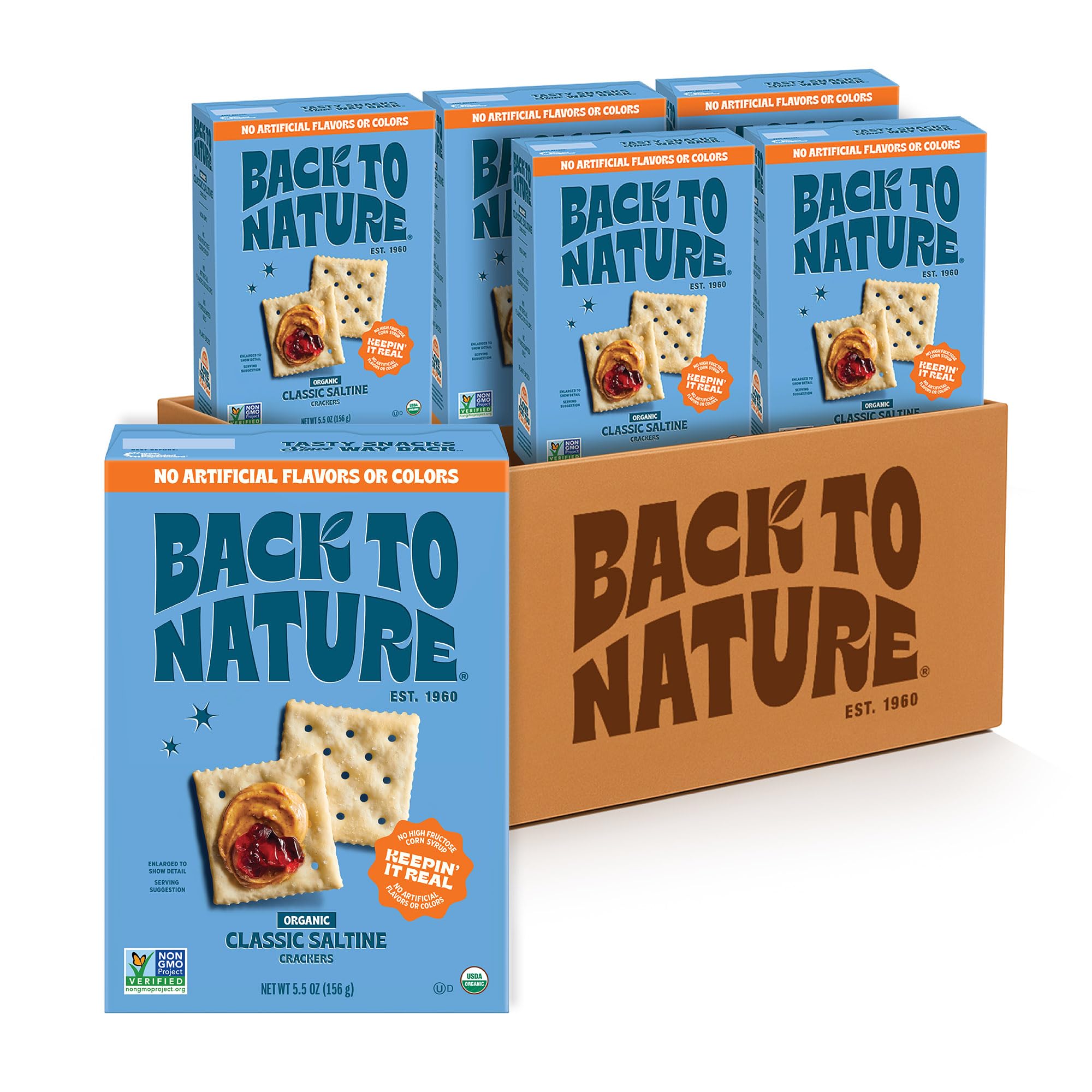 Back To Nature Organic Classic Saltine Crackers, Dairy Free, Non GMO, 5.5 Ounces (Pack Of 6)