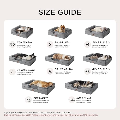 Miniatura 7 de Bedsure Cama ortopédica para perros extragrandes, sofá cama lavable XL para perro, sofá cama grande de espuma de apoyo para mascotas con funda