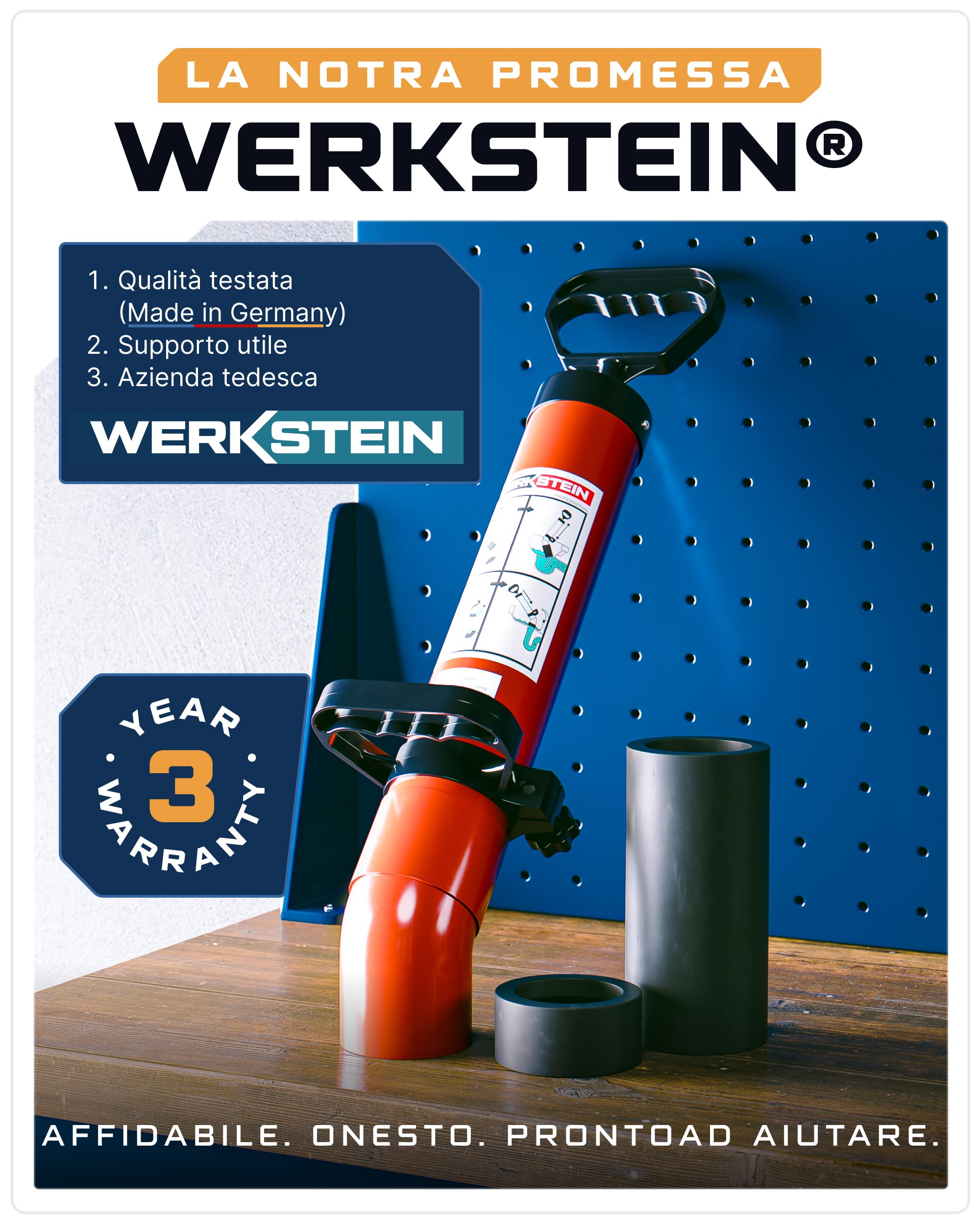 WERKSTEIN Sturascarici ad alta pressione I Stura lavandini e scarichi professionale I Pompa sturalavandini e scarici di alta qualità I per una pulizia rapida ed efficace dei tubi I Incl. 2 adattatori