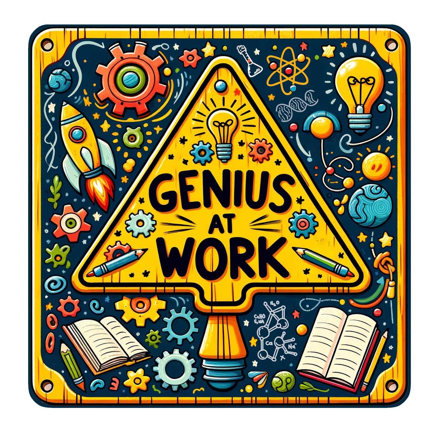 Genius at Work Sticker for Kids Room, Motivational Vinyl Decal for Children's Study Area & Bedrooms, Door or Wall