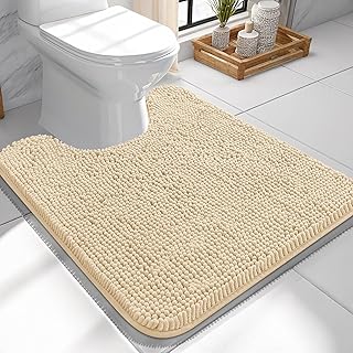 OLANLY Toilet Rugs U-Shaped 24x24, Extra Soft Absorbent Chenille Contour...