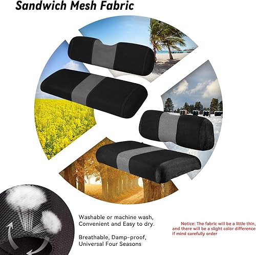 Miniatura 4 de SAMXOMAP 4 fundas de asiento delantero y trasero para carrito de golf para Club Car DS 2000.5 en adelante, lavable, transpirable, tela de malla de