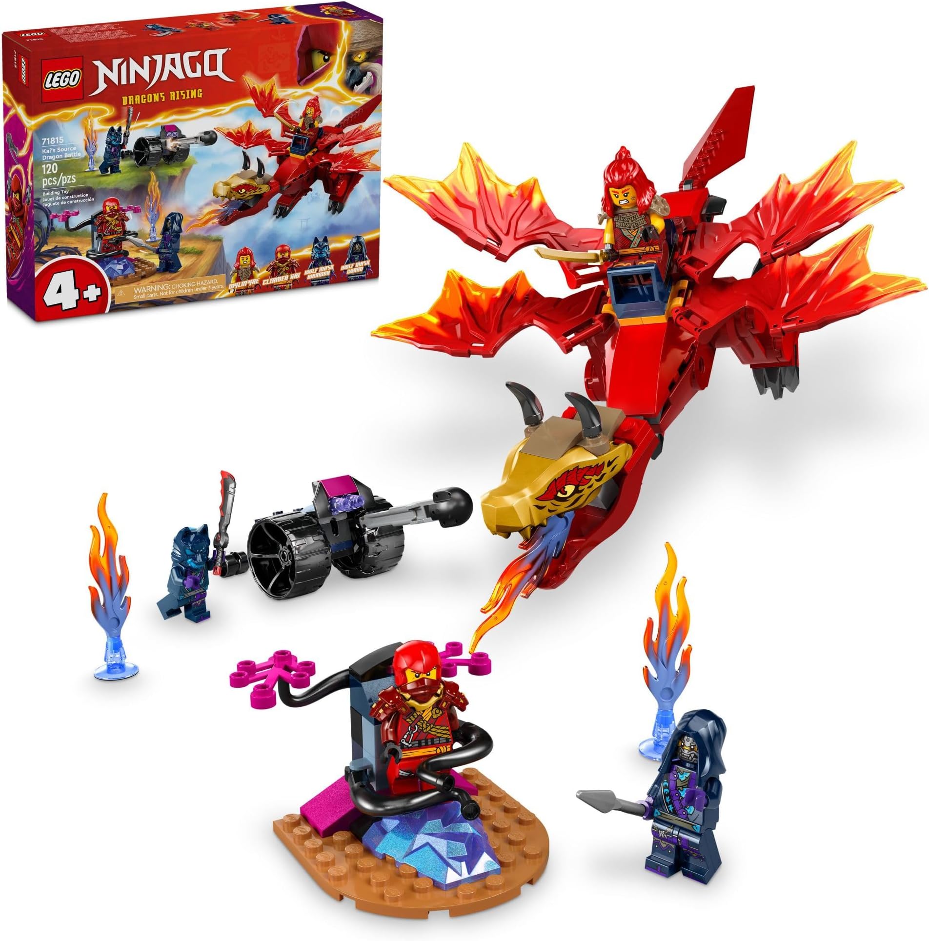 NINJAGO Kai’s Source Dragon Battle Adventure Playset with Buildable Model and 4 Posable Ninja Action Figures, Toddler Ninja Toy, Ninja Gift Idea for Kids, Boys and Girls Ages 4 and Up, 71815