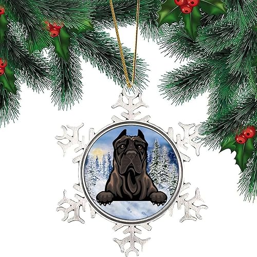 Miniatura 4 de Dog Lover Mom Gift Peeking Dog Ornament for Christmas Tree Decor Presa Canario Metal Snowflake Christmas Ornaments Dog Lover Gift Pet Christmas