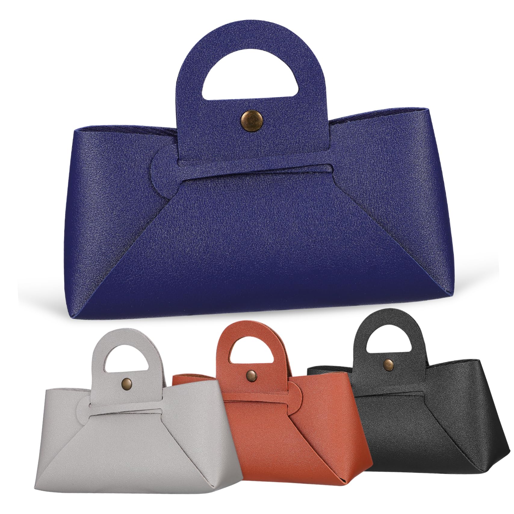 Gatuida Set 4 Pezzi Custodie per Occhiali in Pu Leggero con Manico, Organizer per Occhiali da Sole da Vista con Ampio Spazio per Festa Estiva e Viaggi