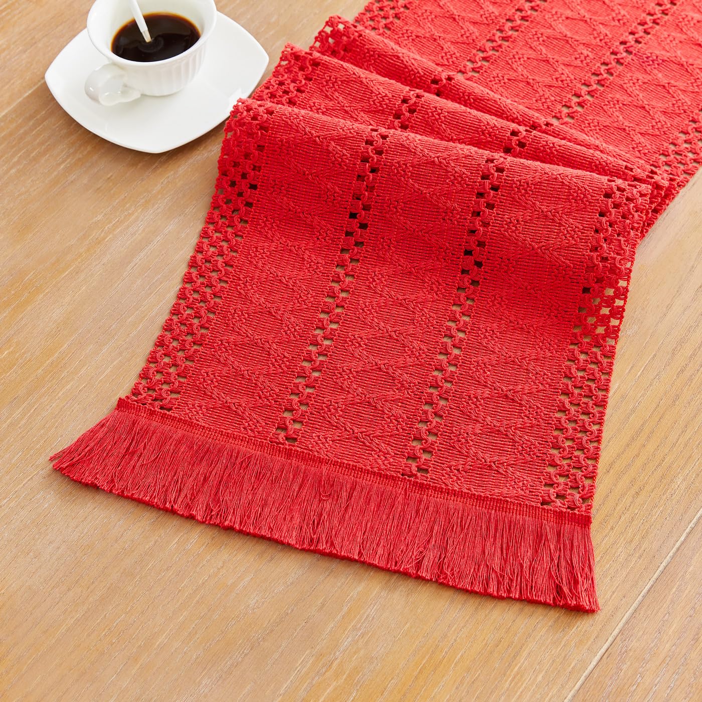 GUJOXILA Boho Tischläufer Grün 30 x 122cm Outdoor Drinnen Ab