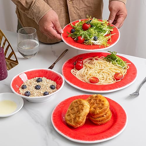 Miniatura 7 de Juego de 2 cuencos grandes de melamina, 12 x 4 pulgadas, irrompibles y aptos para lavavajillas para servir ensalada, frutas y guarniciones en