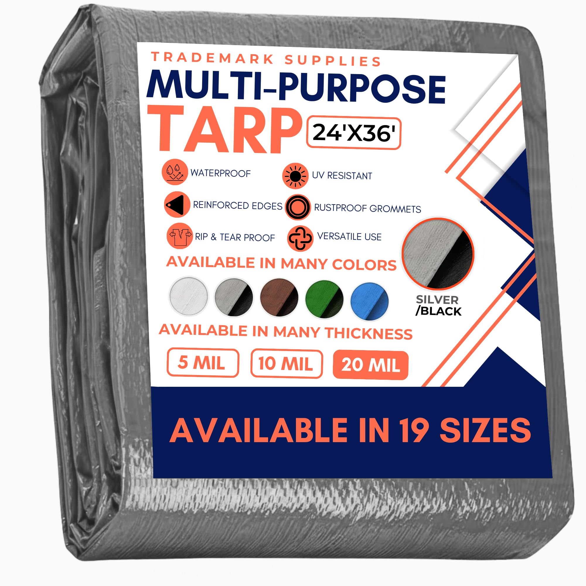 Tarp Cover Brown/Black Heavy Duty 8'X10' Thick Material, Waterproof, Great for Tarpaulin Canopy Tent, Boat, RV Or Pool Cover (8X10 Heavy Duty Poly Tarp Brown/Black) — view 9